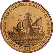 500th Columbus Anniversay of the New World (front)