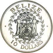 Silver 10th Anniversary of Central Bank of Belize (back)